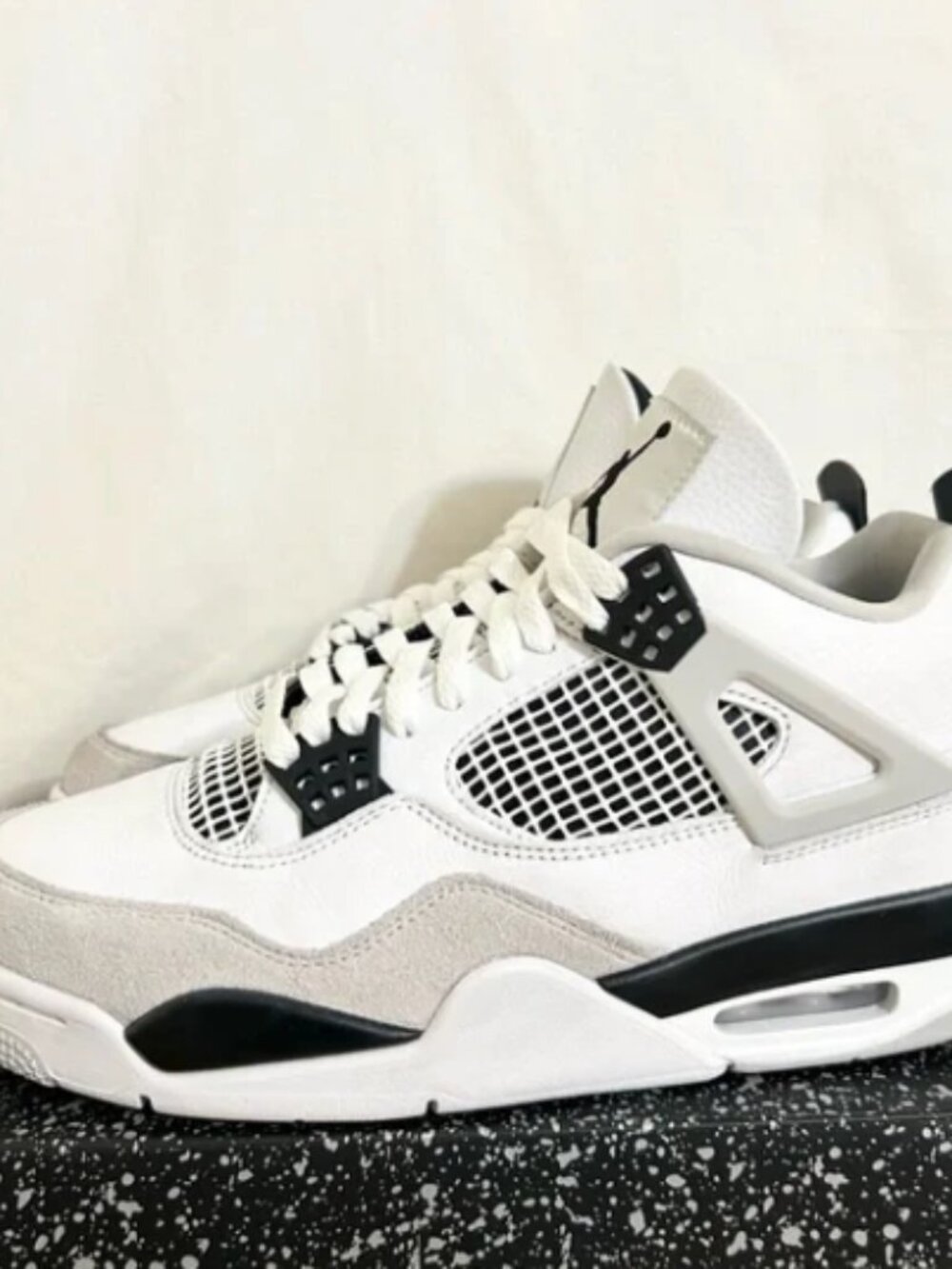 Air Jordan 4 Military Black Retro Mens White Sneakers
